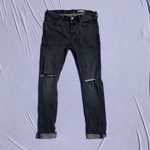 All saints distressed cigarette ripped gray jeans